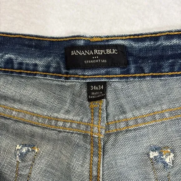 Banana Republic Jeans Men's 34 x 34 Straight Leg Medium Denim - Picture 5 of 16